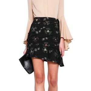 A.L.C. Avalon Black Ruffle Mini Skirt